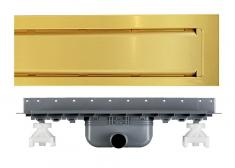 Purus Line STEEL afløbspakke 800 mm - vandret - Børstet messing