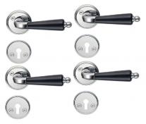 Beslagsboden vintage indend�rs d�rgreb inkl n�gleskilt - Krom/sort - S�t � 4 stk