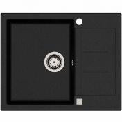 Lavabo Saturn 620 k�kkenvask m/afl�bsbakke i komposit - Sort/krom