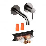 Damixa Iris komplet h�ndvaskarmatur til indbygning - B�rstet grafitgr�