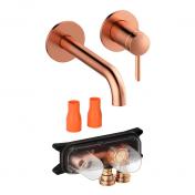 Damixa Iris komplet h�ndvaskarmatur til indbygning - B�rstet kobber