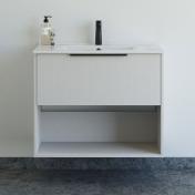 Dansani Mido+ Classic 81 m�bels�t m/Amber vask, 1 skuffe og �bent rum - Striber/mat sand