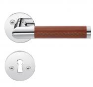 Beslagsboden indend�rs d�rgreb inkl n�gleskilt - Krom/brun l�der