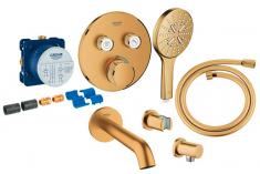 Grohe komplet indbygningspakke til badekar inkl/termostat og SmartActive - B�rstet Cool Sunrise