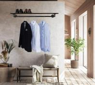 Simple Racks Malmø væghængt bøjlestang - 1 hylde - Sort træ