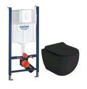 Lavabo Glomp Mat sort Mini rimless toiletpakke inkl. s�de m/soft-close, cisterne og hvid betjening