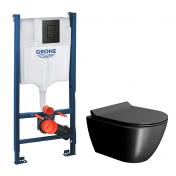 GSI Pura Ardesia 50 toiletpakke inkl. s�de m. softclose, cisterne og mat sort betjening