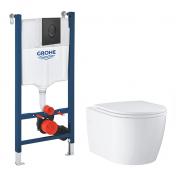 Grohe Start Round toiletpakke inkl. s�de, cisterne og mat sort betjening