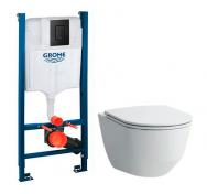 Laufen Pro Rimless Compact m/LCC toiletpakke inkl. s�de m/soft-close, cisterne og sort betjening