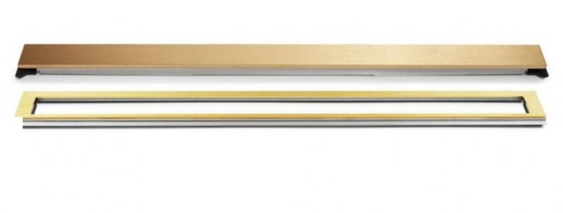 Unidrain afløb 700 mm/10 mm ramme - Børstet messing Unidrain afløb 700 mm/10 mm ramme - Børstet messing