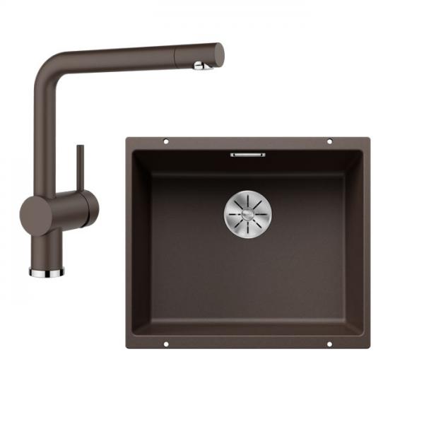 Blanco Subline 500-U k&oslash;kkenvask m/Linus k&oslash;kkenarmatur - Kaffe