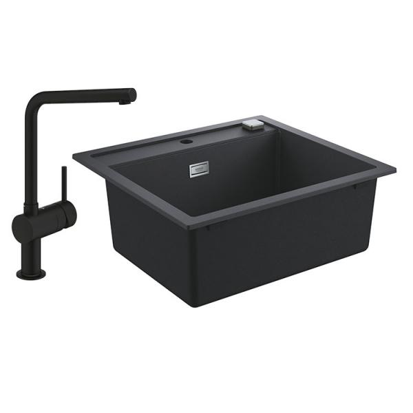 Grohe K700 køkkenvask i komposit m/Minta køkkenvandhane i mat sort Grohe K700 køkkenvask i komposit m/Minta køkkenvandhane i mat sort