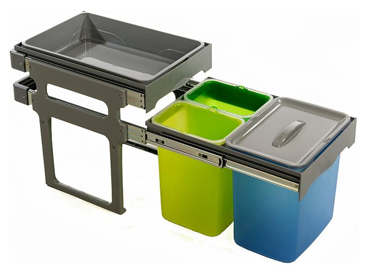 Intra Juvel Tank 40-3 affaldsbeholder m/3 spande og udtræksbakke Intra Juvel Tank 40-3 affaldsbeholder m/3 spande og udtræksbakke