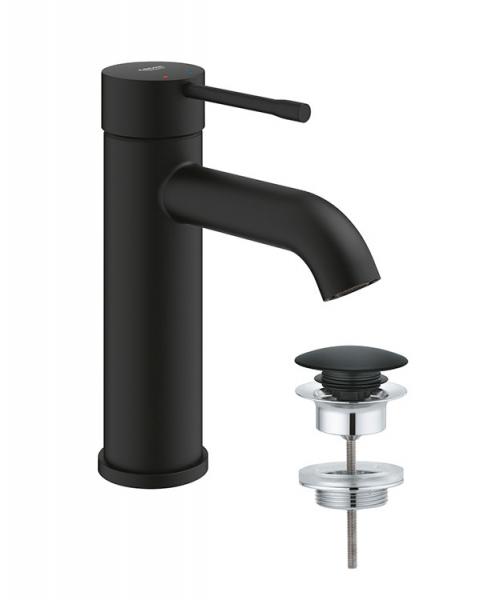 Grohe Essence New h&aring;ndvaskarmatur m/push-open bundventil - Mat sort