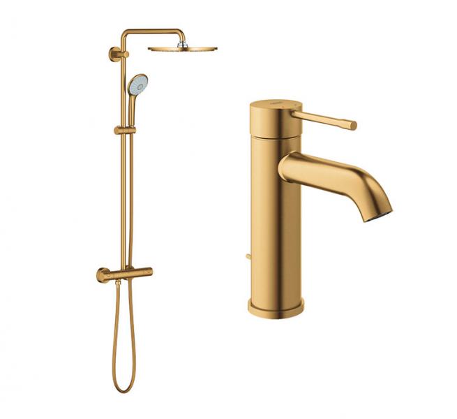 Grohe Essence & Euphoria komplet pakke til bad - Børstet Cool Sunrise Grohe Essence & Euphoria komplet pakke til bad - Børstet Cool Sunrise