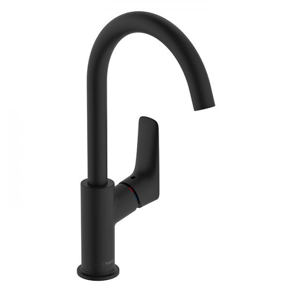 Hansgrohe Logis 210 h&aring;ndvaskarmatur m/svingtud og bundventil - Mat sort