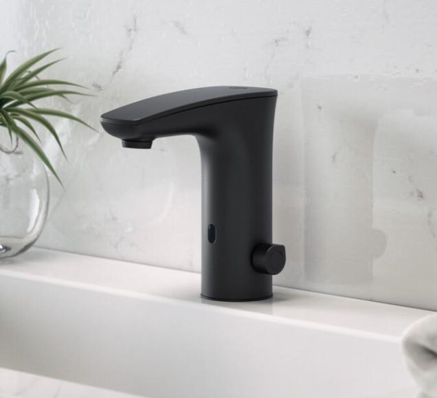 Gustavsberg Sensoric ber&oslash;ringsfri vandhane m/batteri - Mat sort