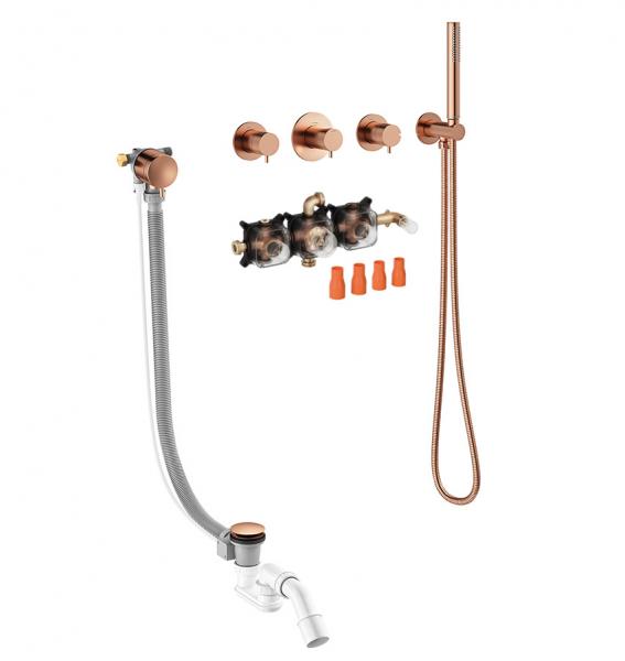 Damixa Silhouet BS 1 komplet badekararmatur til indbygning - Børstet kobber PVD Damixa Silhouet BS 1 komplet badekararmatur til indbygning - Børstet kobber PVD