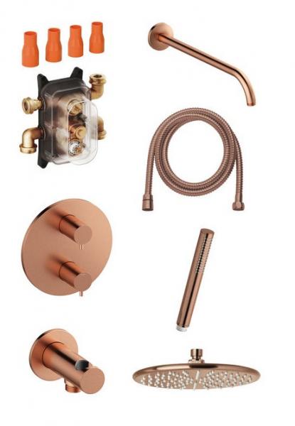 Damixa Silhouet komplet brusesystem til indbygning - B&oslash;rstet kobber