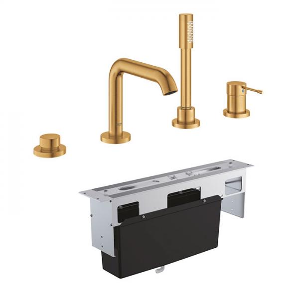 Grohe Essence komplet badekararmatur t/karkant - B&oslash;rstet Cool Sunrise