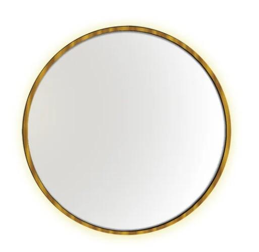 Kriss rundt spejl m/LED backlight &Oslash;60 - Mat guld