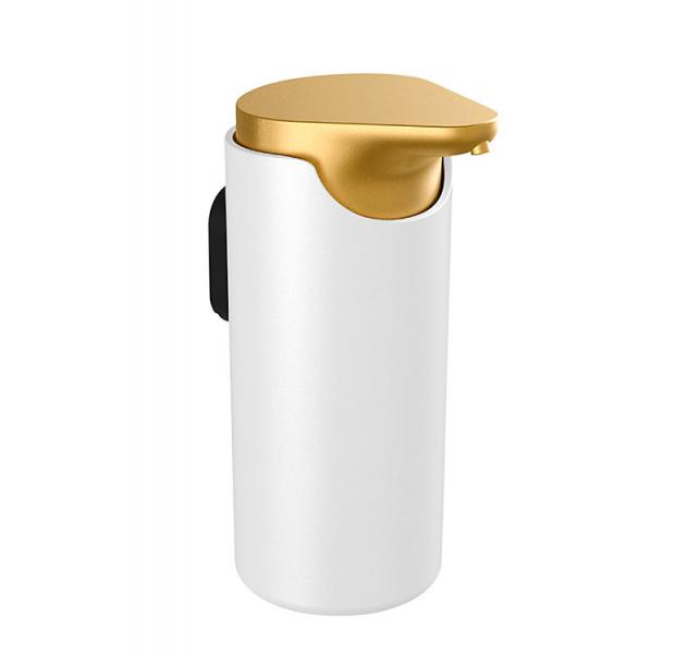 Pressalit Style sæbedispenser t/væg eller bord - Messing/hvid Pressalit Style sæbedispenser t/væg eller bord - Messing/hvid