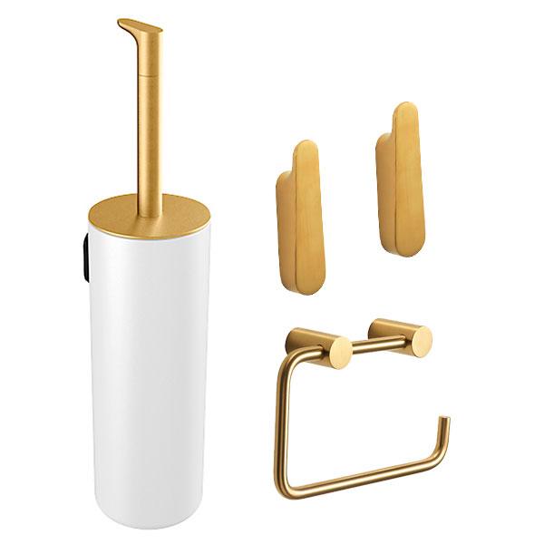 Pressalit Style pakke til badeværelset 2 - Messing/hvid Pressalit Style pakke til badeværelset 2 - Messing/hvid