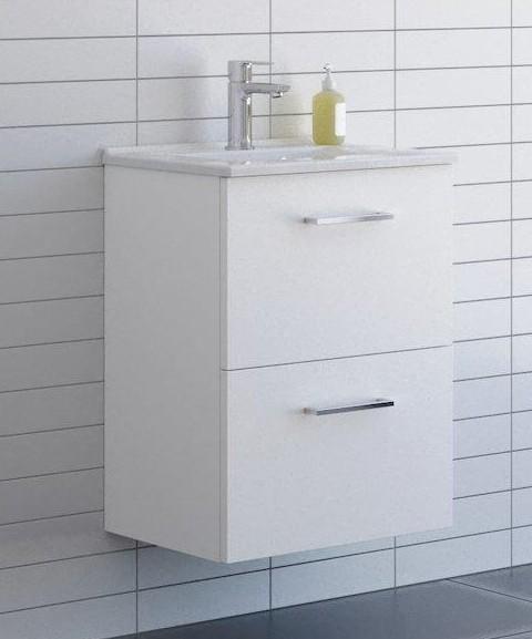 Dansani Mido+ 51 MINI m&oslash;belpakke m/Amber vask og skuffer - Mat hvid