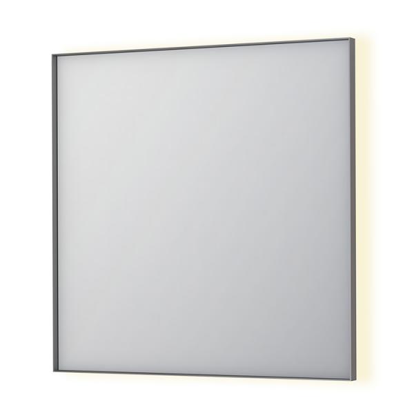 Sanibell Ink SP32 firkantet spejl m/backlight, varme og sensor 80 x 80 cm - B&oslash;rstet rustfrit st&aring;l