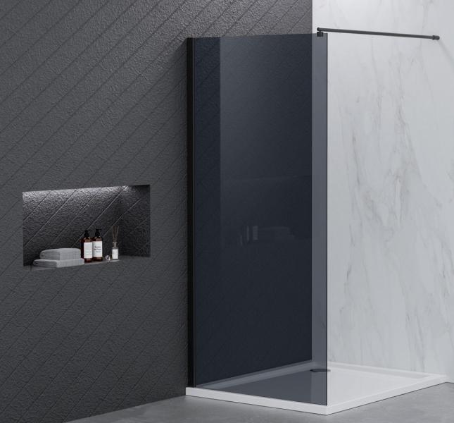 Nortiq fast brusevæg 80x190 - Mørkt glas/mat sort Nortiq fast brusevæg 80x190 - Mørkt glas/mat sort