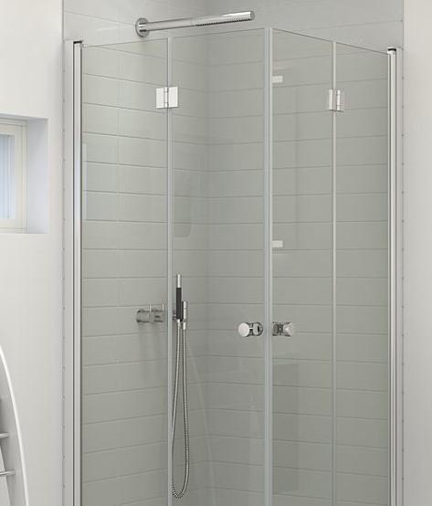 Dansani Match B+B bruseniche m/foldedøre - 80x80 cm - Klar glas/mat krom Dansani Match B+B bruseniche m/foldedøre - 80x80 cm - Klar glas/mat krom