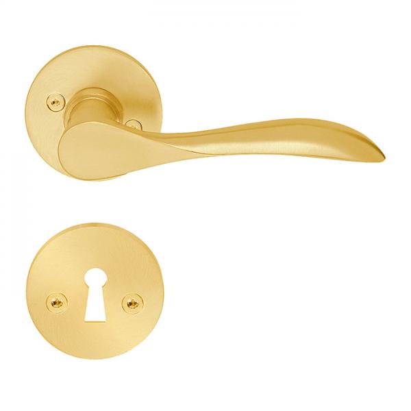 Beslagsboden indend&oslash;rs d&oslash;rgreb inkl n&oslash;gleskilt - B&oslash;rstet messing