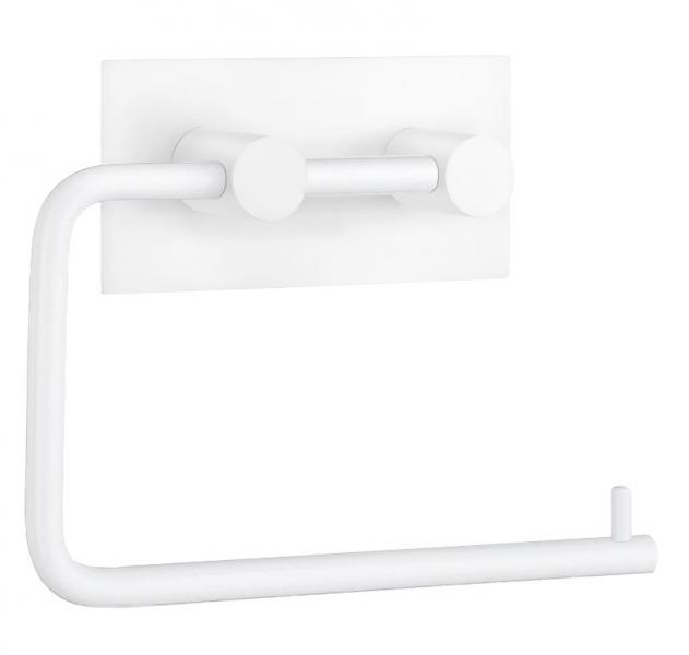 Beslagsboden selvkl&aelig;bende toiletpapirholder - Firkantet - Mat hvid