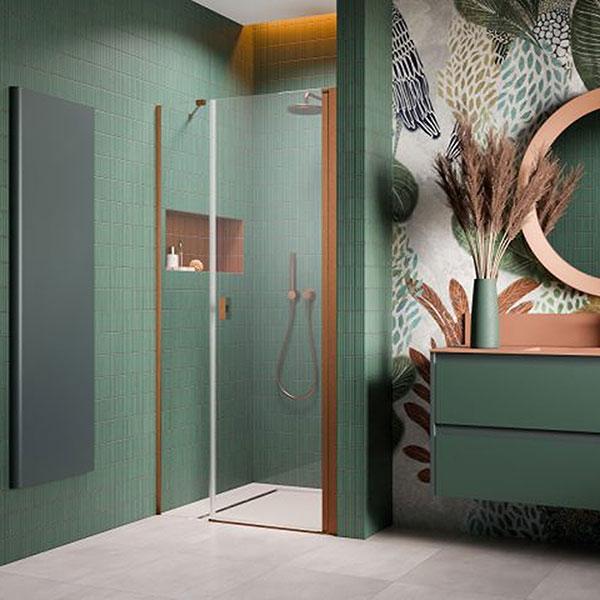 Strømberg Noma 45 svingdør m/sidepanel 1000mm - Højre - Børstet kobber Strømberg Noma 45 svingdør m/sidepanel 1000mm - Højre - Børstet kobber