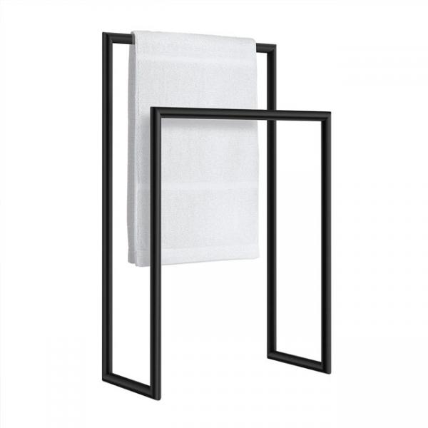 Smedbo Outline dobbelt h&aring;ndkl&aelig;deholder til gulv - Mat sort