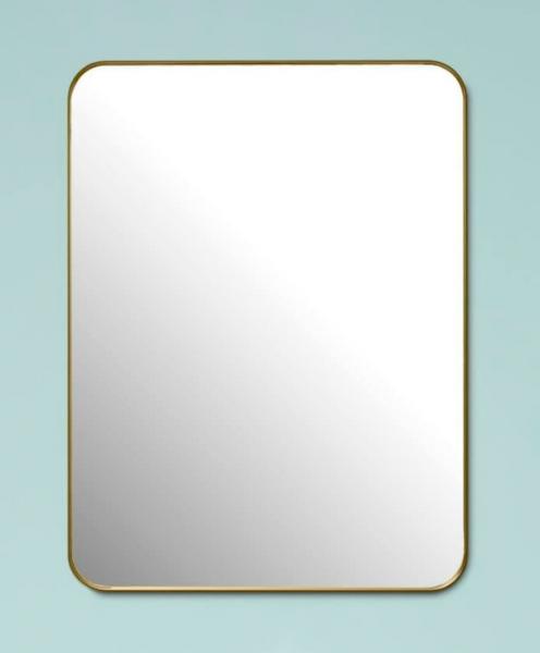 Cass&oslash;e spejl m/b&oslash;rstet messing ramme - 120x80 cm - Vendbart