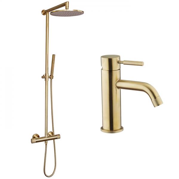 Cass&oslash;e Crystal Cut komplet pakke til badev&aelig;relset - B&oslash;rstet messing