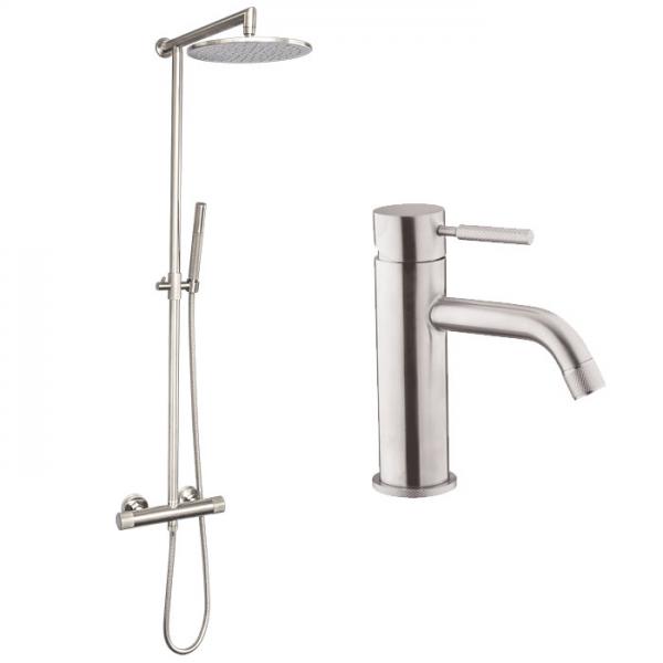 Cass&oslash;e Crystal Cut komplet pakke til badev&aelig;relset - B&oslash;rstet st&aring;l