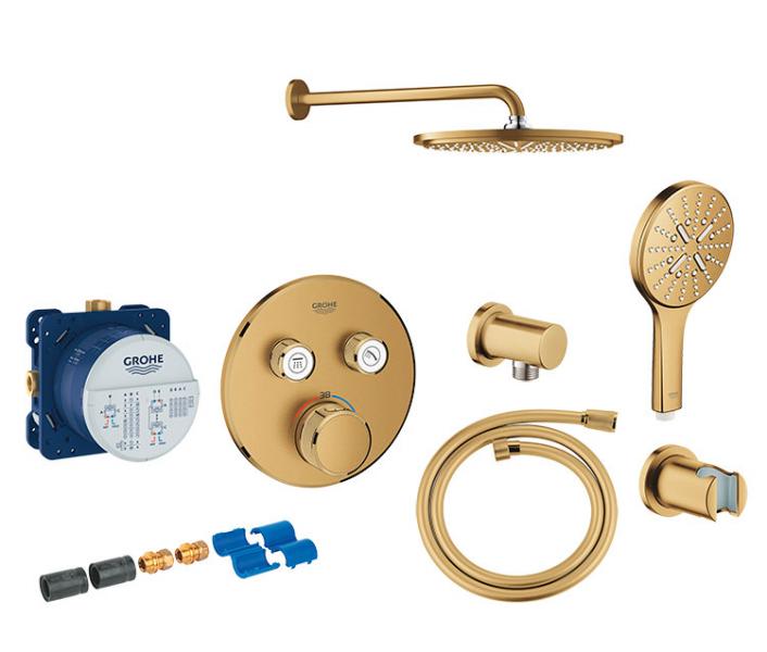 Grohe SmartControl komplet brusesystem m/Rainshower 310 og SmartActive til indbygning - B&oslash;rstet Cool Sunrise