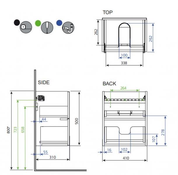 Hafa Neat 420 underskab m/skuffer - Grøn Hafa Neat 420 underskab m/skuffer - Grøn