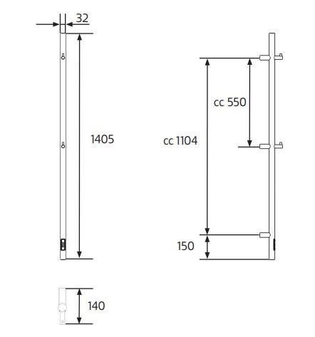 Hafa Grace håndklædetørrer - 7,5x140,5 cm - Rustfrit stål Hafa Grace håndklædetørrer - 7,5x140,5 cm - Rustfrit stål