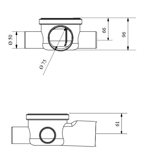 Unidrain Kvadrat Udl&oslash;bshus m/sideindl&oslash;b Vandret &Oslash; 75mm