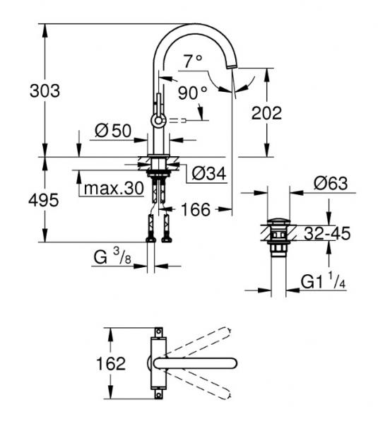 Grohe Atrio New h&aring;ndvaskarmatur m/ pop-up bundventil - Poleret warm sunset