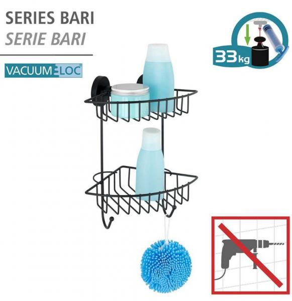 Wenko Bari dobbelt hj&oslash;rnebrusehylde - Mat sort - Skruefri