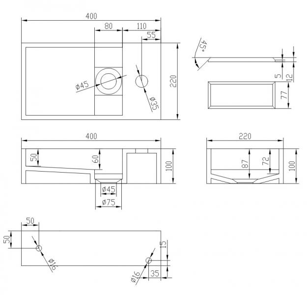 Ideavit Solidcube 40 håndvask t/væg - Vendbar - Uden overløb - 1 hanehul Ideavit Solidcube 40 håndvask t/væg - Vendbar - Uden overløb - 1 hanehul
