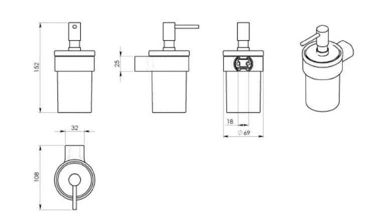 Hefe Piren s&aelig;bedispenser til v&aelig;g - Mat sort