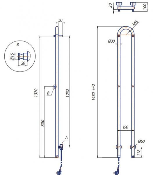 Kriss Duo h&aring;ndkl&aelig;det&oslash;rrer 19x148 cm - Poleret rustfrit st&aring;l