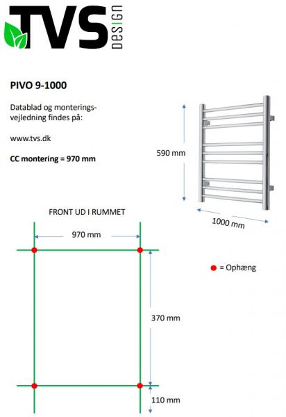 TVS Pivo 9 h&aring;ndkl&aelig;det&oslash;rrer - 100x59 cm - Hvid
