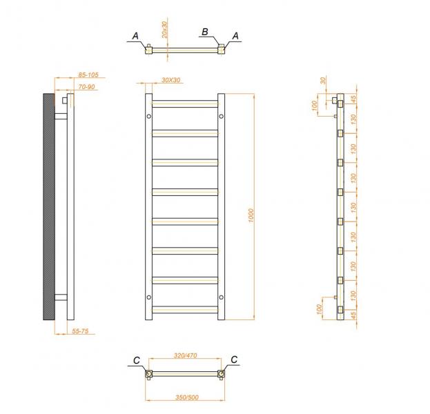 Kriss Manisa Håndklædetørrer - 50x100 cm - Hvid Kriss Manisa Håndklædetørrer - 50x100 cm - Hvid