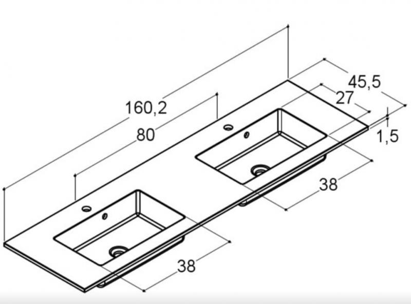 Dansani Minore 160 dobbelt m&oslash;belvask - 2 hanehuller - Hvid mat